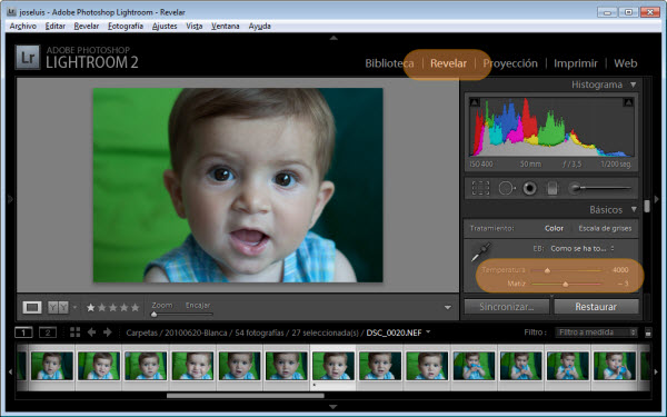 Balance de blancos en Lightroom - Temperatura y Matiz
