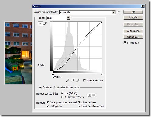 Ajuste de curvas en la foto HDR