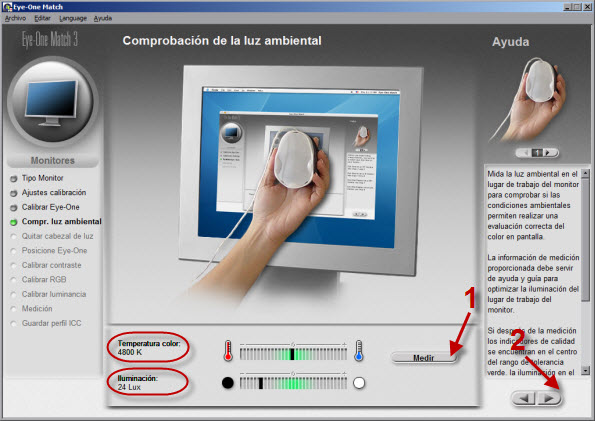 Midiendo la luz ambiente con i1Display 2