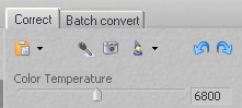 Detalle de los controles de ajuste de la temperatura del color en Rawshooter Pro