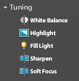 Controles Tuning de Photoshop Express