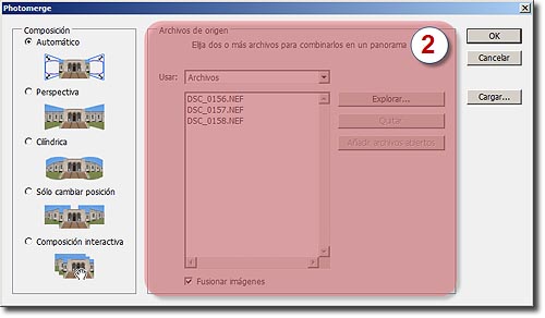 Photomerge - Selección de las fotos