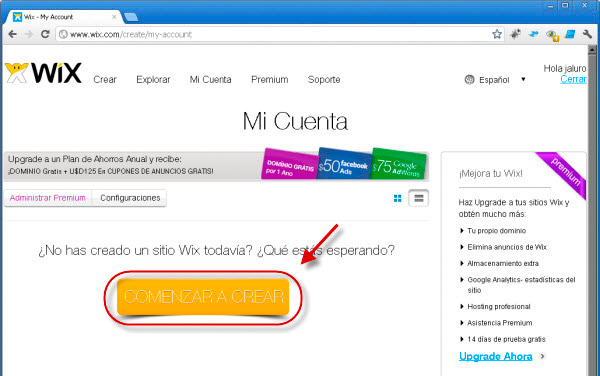 Wix - Comenzar