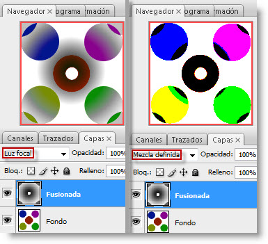 Fusión Modo Luz Focal y Mezcla Definida