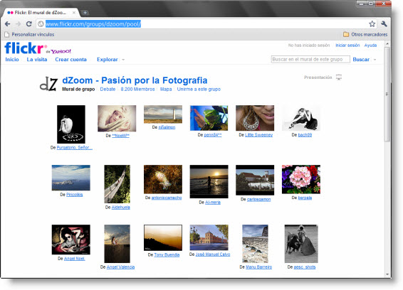 Página del grupo dZoom en flickr
