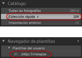 Colección rápida y Plantilla Timelapse