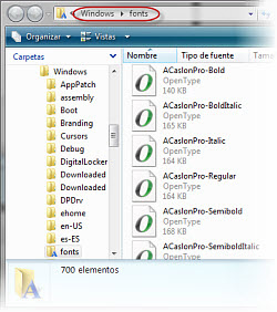 Fuentes en Windows