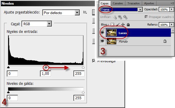 Desplaza el selector de luces medias hacia a la derecha