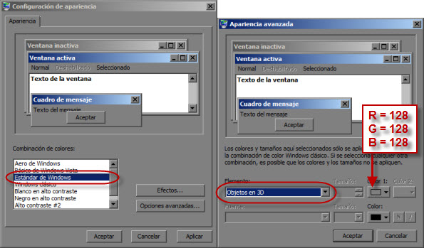 Colores y Apariencia de Ventanas