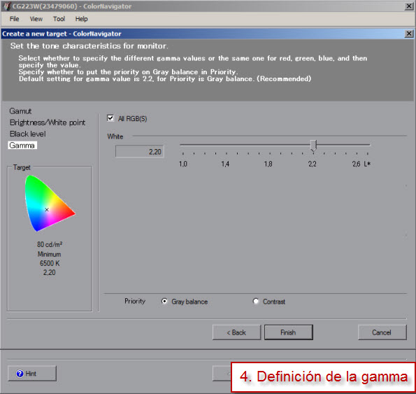 Definir gamma