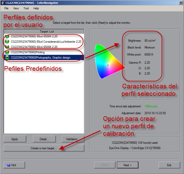 Definir perfil de calibración