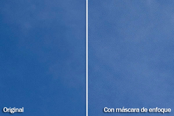 Antes y después de aplicar la máscara de capa en la zona del cielo