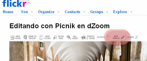 Enlace de edición de fotografías en Flickr Enlace de edición de fotografías en Flickr