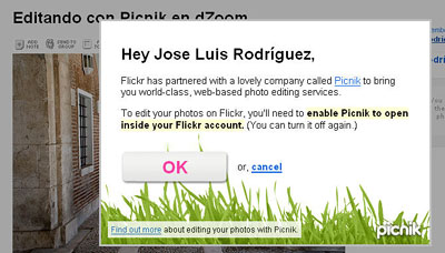 Confirmación de acceso a Picnik Confirmación de acceso a Picnik