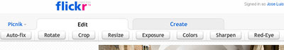Menu Edit de Picnik Menu Edit de Picnik