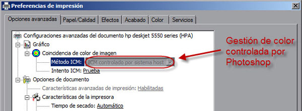 Preferencias Impresión - No Gestión Color
