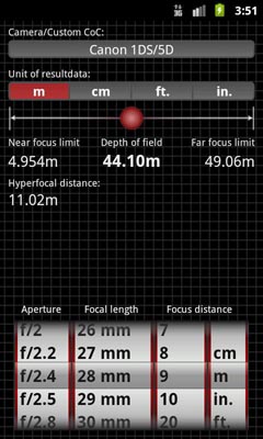 DoF Calc - Screenshot