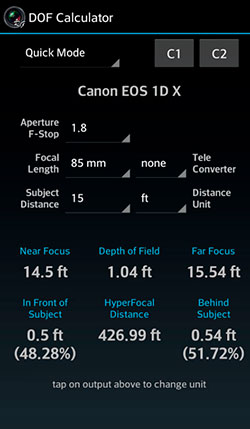 DOF Calculator