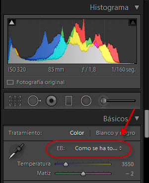 Preset de importacion - Equilibrio de blancos