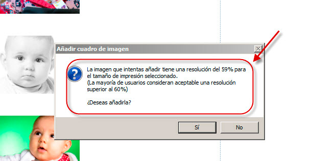 Advertencia sobre resolución insuficiente