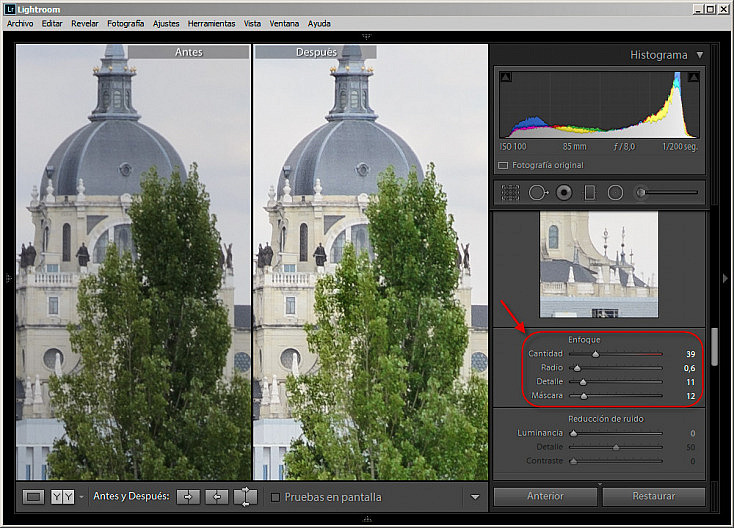 Nitidez en Lightroom