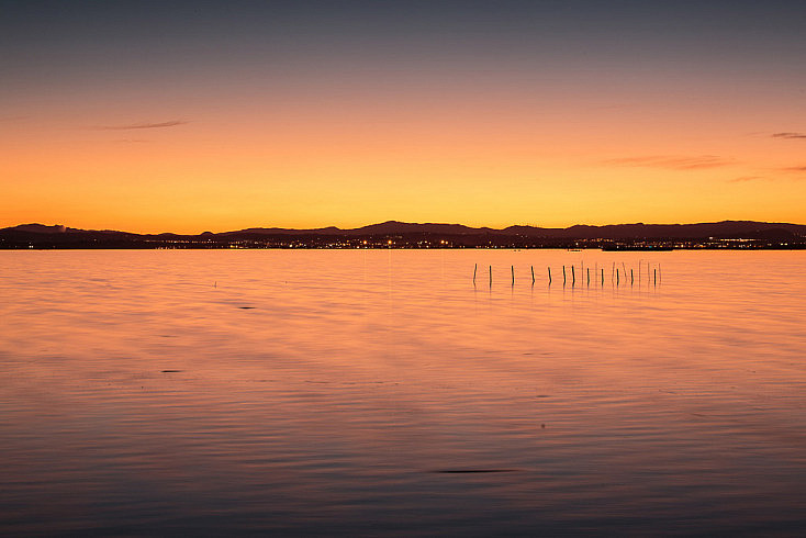 Pasados unos minutos de la puesta de sol, empiezan a aparecer una serie de tonalidades diferentes.