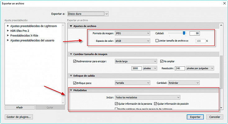 Módulo exportación