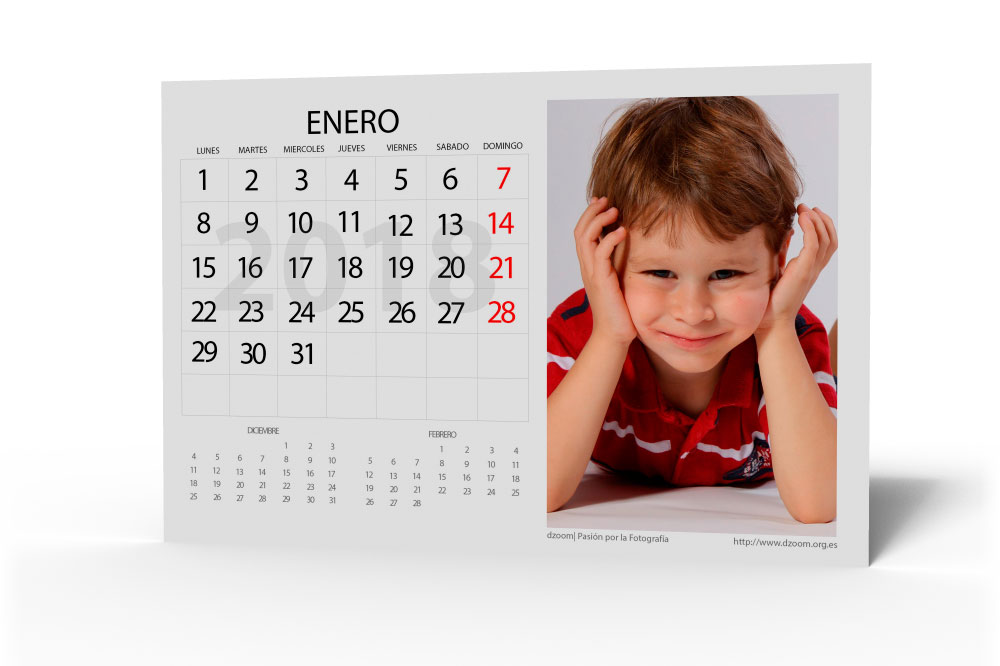 Calendario 2018 Editar (Personalizable) de dzoom