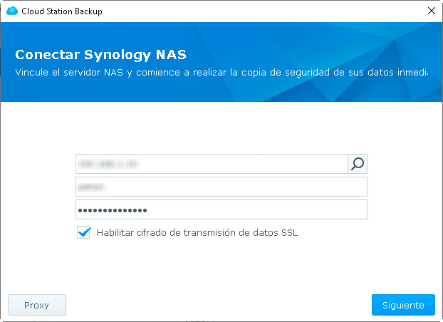 Cloud Station Backup- Conexión