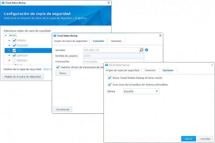 Cloud Station Backup - Opciones