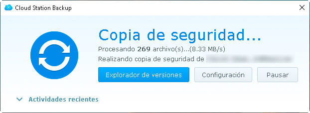 Cloud Station Backup - Progreso copia