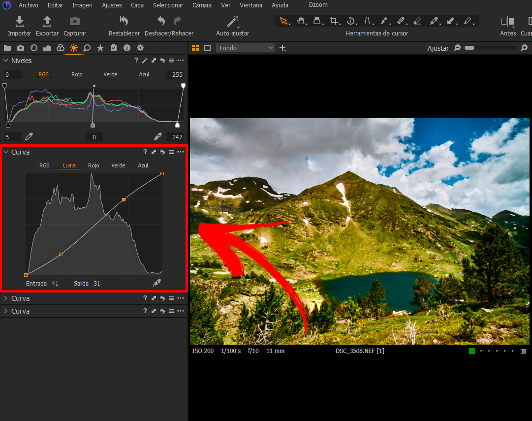Conociendo Capture One Pro (VI) Nitidez, Niveles y Curva